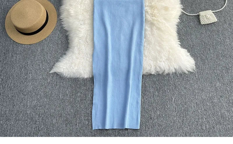 Knot Hollow Out Waist Knitted Bodycon Maxi Dress For Women