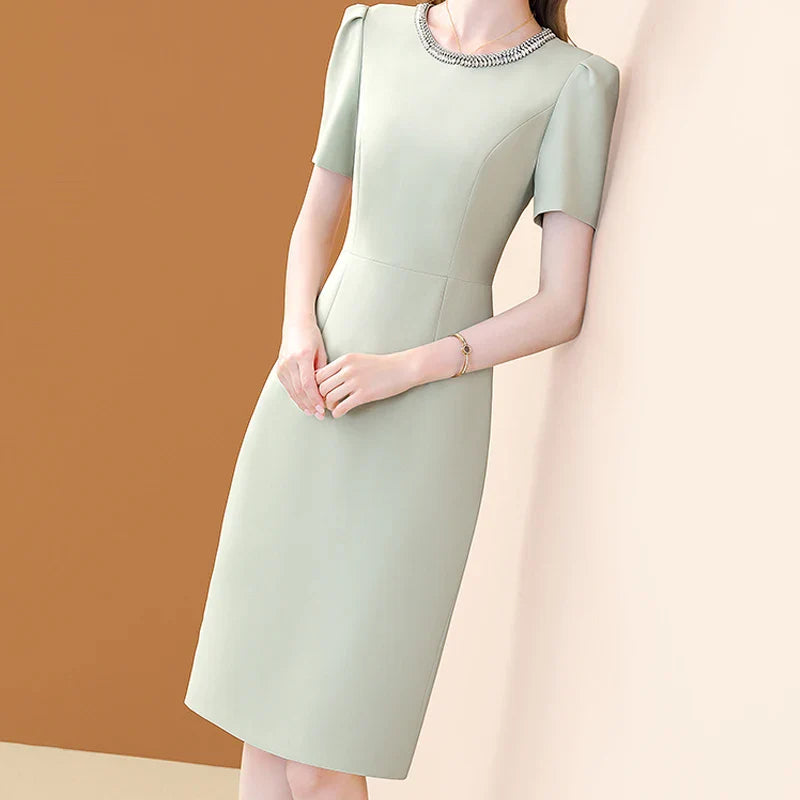 Elegant O Neck Embroidered A Line Dress For Women Casual