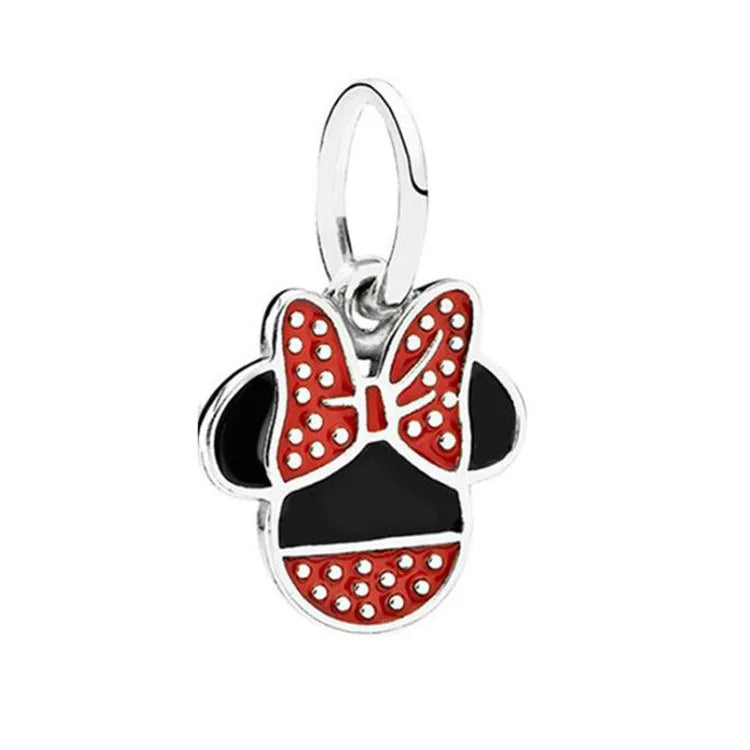 Disney 925 Sterling Silver DIY Charm Compatible With 3mm Bracelets Featuring Mickey Mouse Ferris Wheel And Suitcase Designs