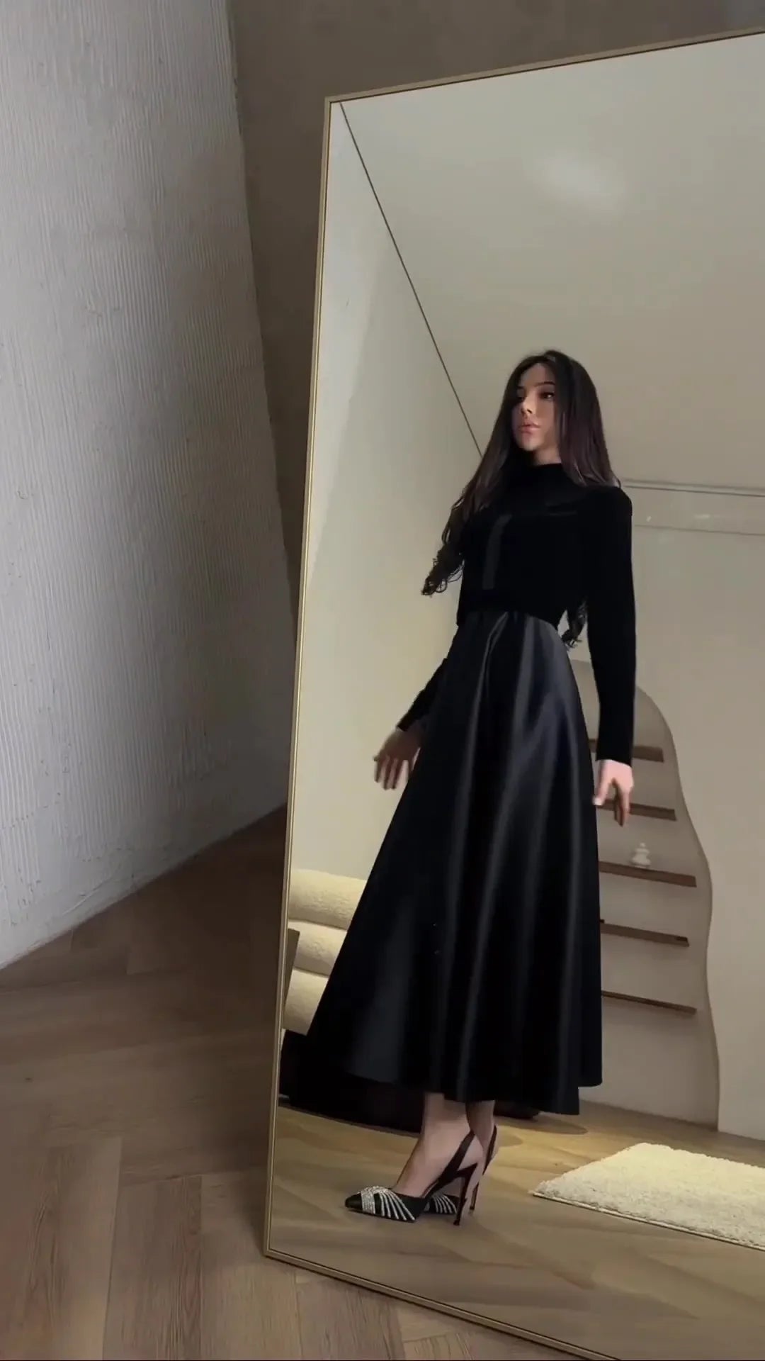 Velvet Long Sleeve Muslim Abaya Dress For Women Black