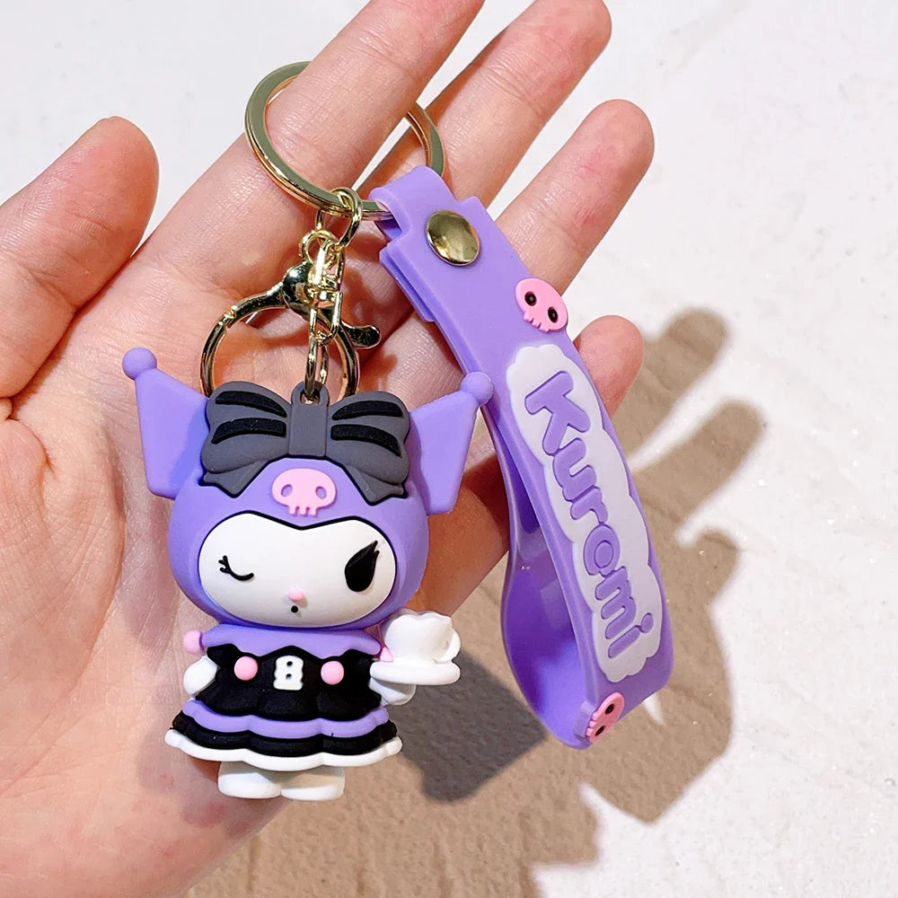 Kawaii Sanrio Kuromi Keychain PVC Doll Cartoon Anime Bag Pendant Car Keyring Accessory