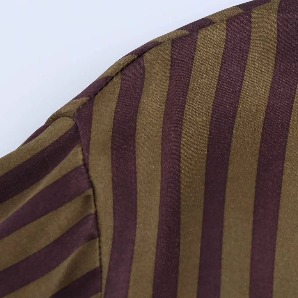 Women's Striped Long Sleeve Shirt with Collar and Striped Casual Pants for Spring Fashion