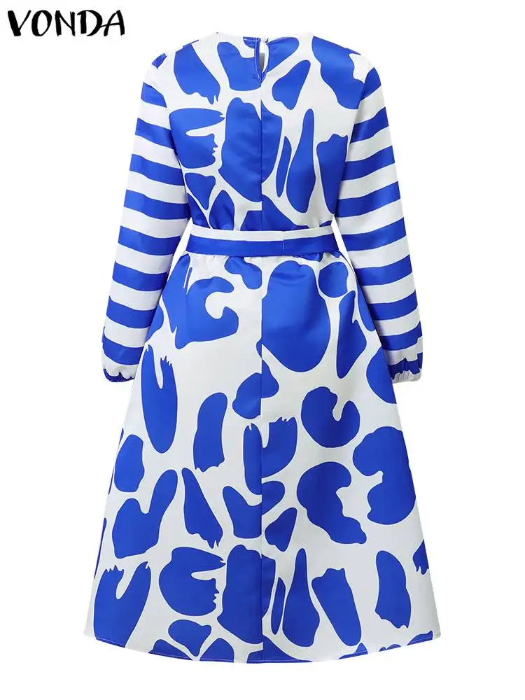 Satin Silk Long Sleeve Belted Party Dress for Summer