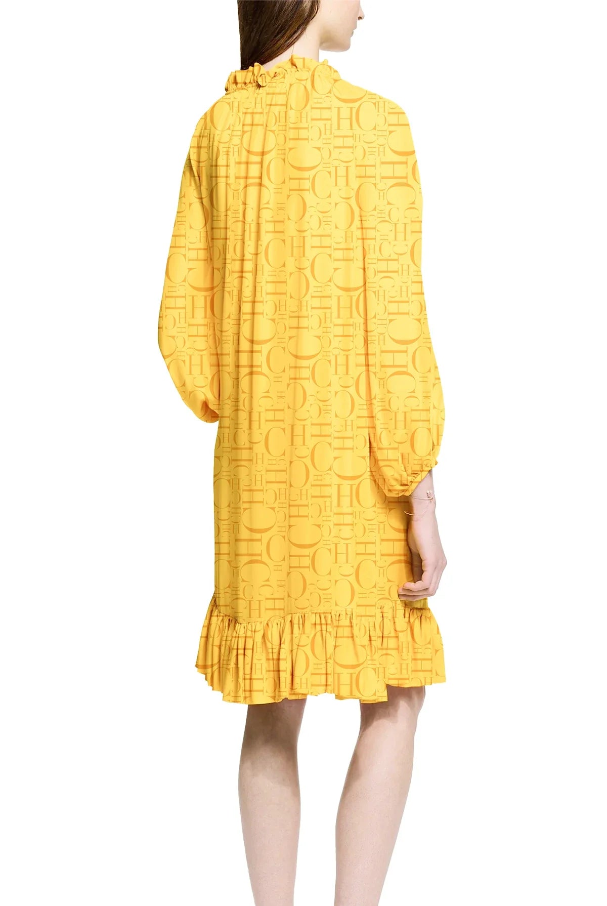 Women's Round Neck Print Dress Loose Casual Long Sleeve