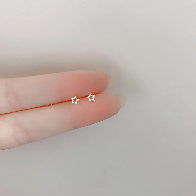 Minimalist Heart Stud Earrings for Women Hypoallergenic Silver Color Daily Wear Jewelry Gifts
