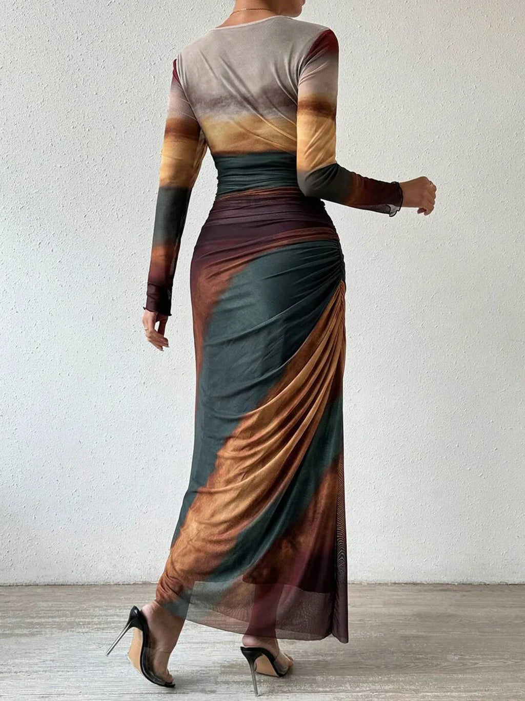 Boho Retro National Style Gauze Dress With Exotic Print