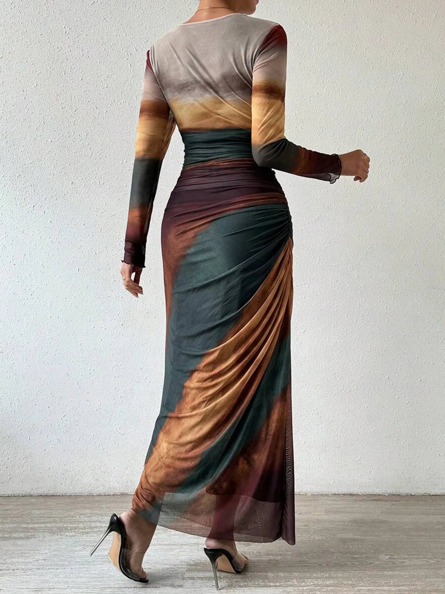 Boho Retro National Style Gauze Dress With Exotic Print