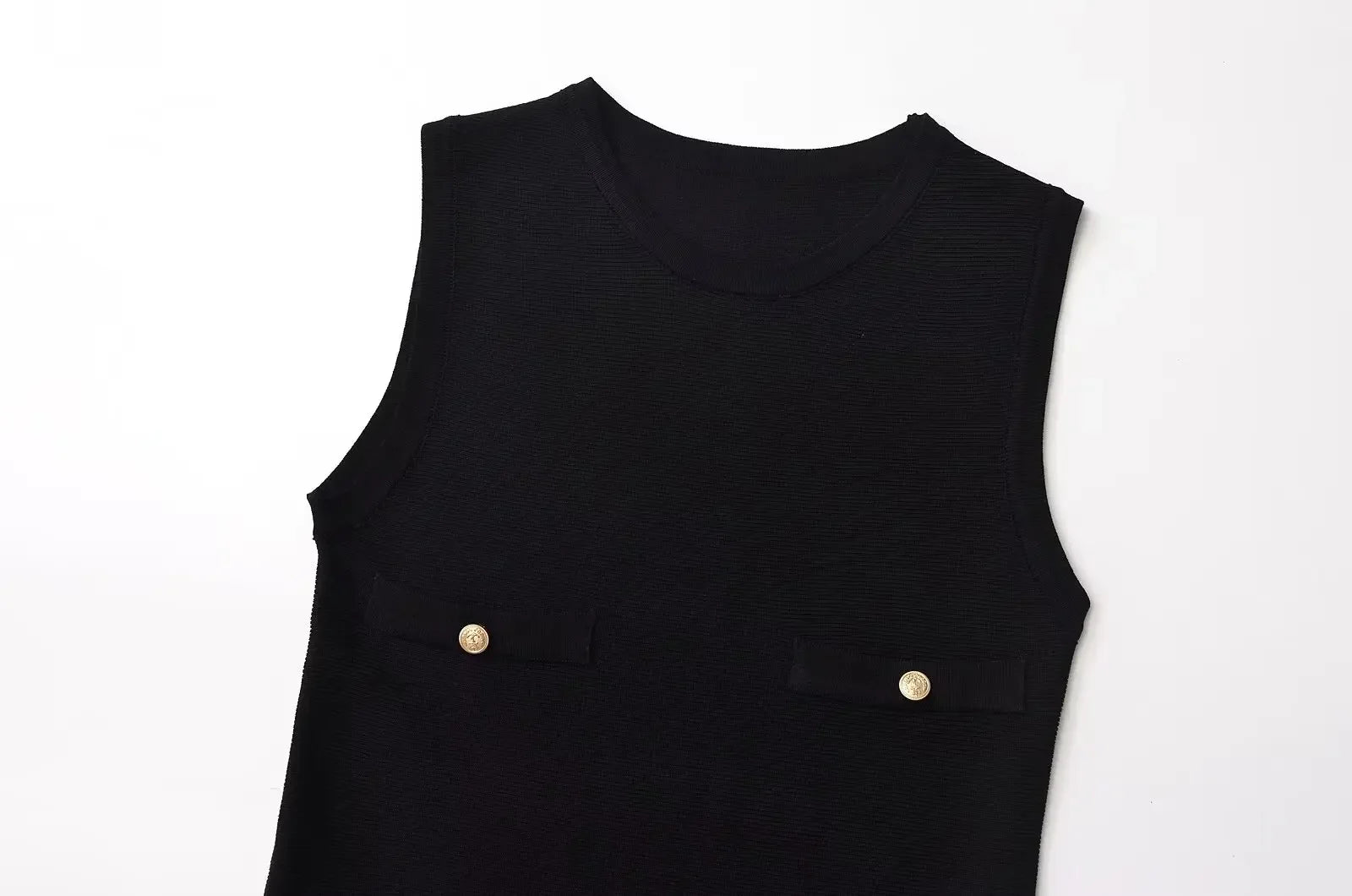 Yellow Knit Pleated Hem Mini Dress With Front Pockets