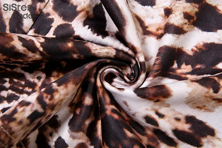 Girls Leopard Print Milk Silk Mini Dress With Long Sleeve