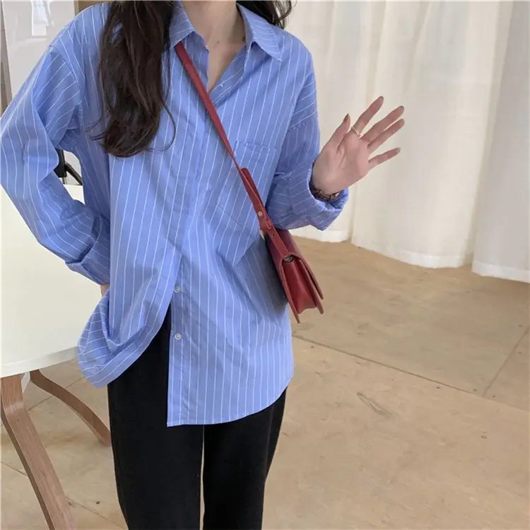 Lightweight Sun Protection Women's Stripe Long Sleeve Blouse and Cardigan for Spring and Summer Outdoor Wear