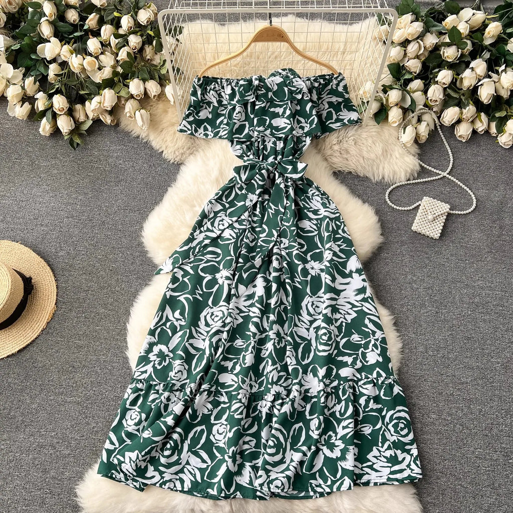 Romantic Floral Off Shoulder Maxi Dress For Women Boho Chic