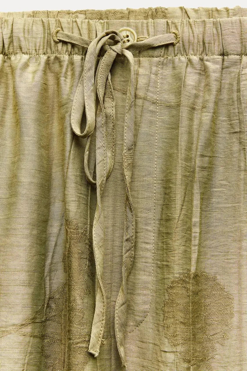 Jacquard Shirt Pants Suit for Women with Lapel Half Sleeve and Pockets, Wide Leg Pant Set for Summer Streetwear