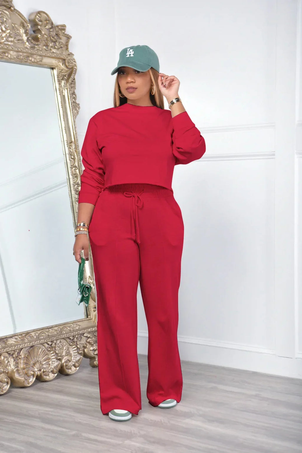 Women Winter Tracksuit Set Pullover Top and Pants 2 Piece Casual Outfit Thicken Warm Solid Color Suit