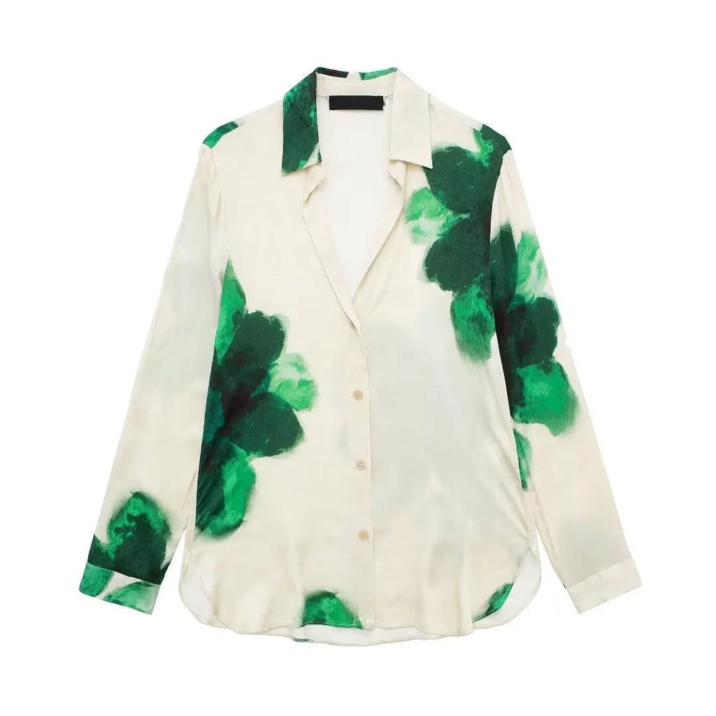 Floral Print Button-Up Shirt and Elastic Waist Wide Leg Pants Summer Set for Women