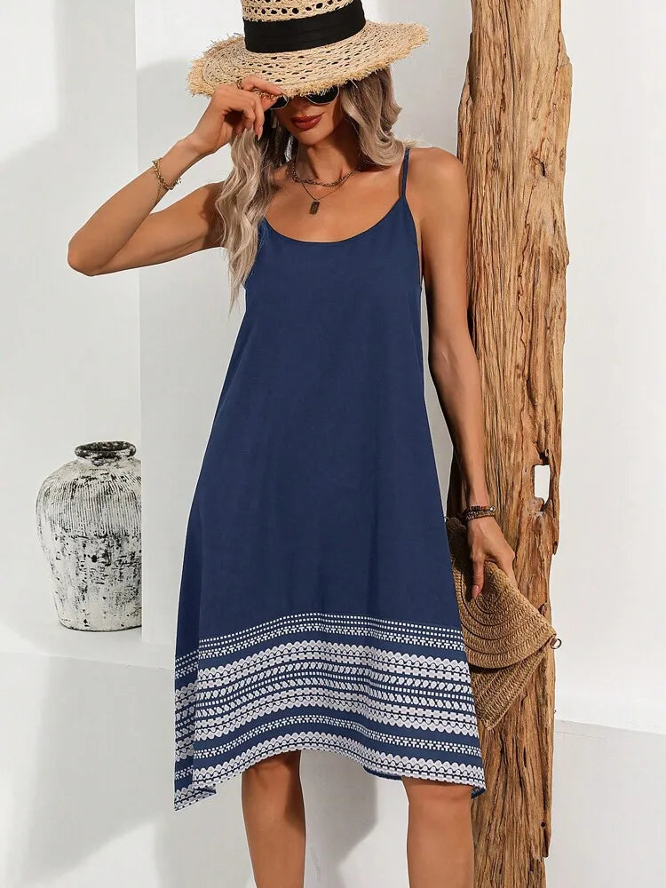Sleeveless U Neck Dress For Women Casual Summer Sling Dress