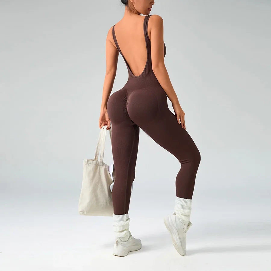 Seamless One-Piece Jumpsuit for Women Tummy Control Gym Wear Butt-Lifting Yoga Fitness Overalls Sport Pants Activewear Leggings