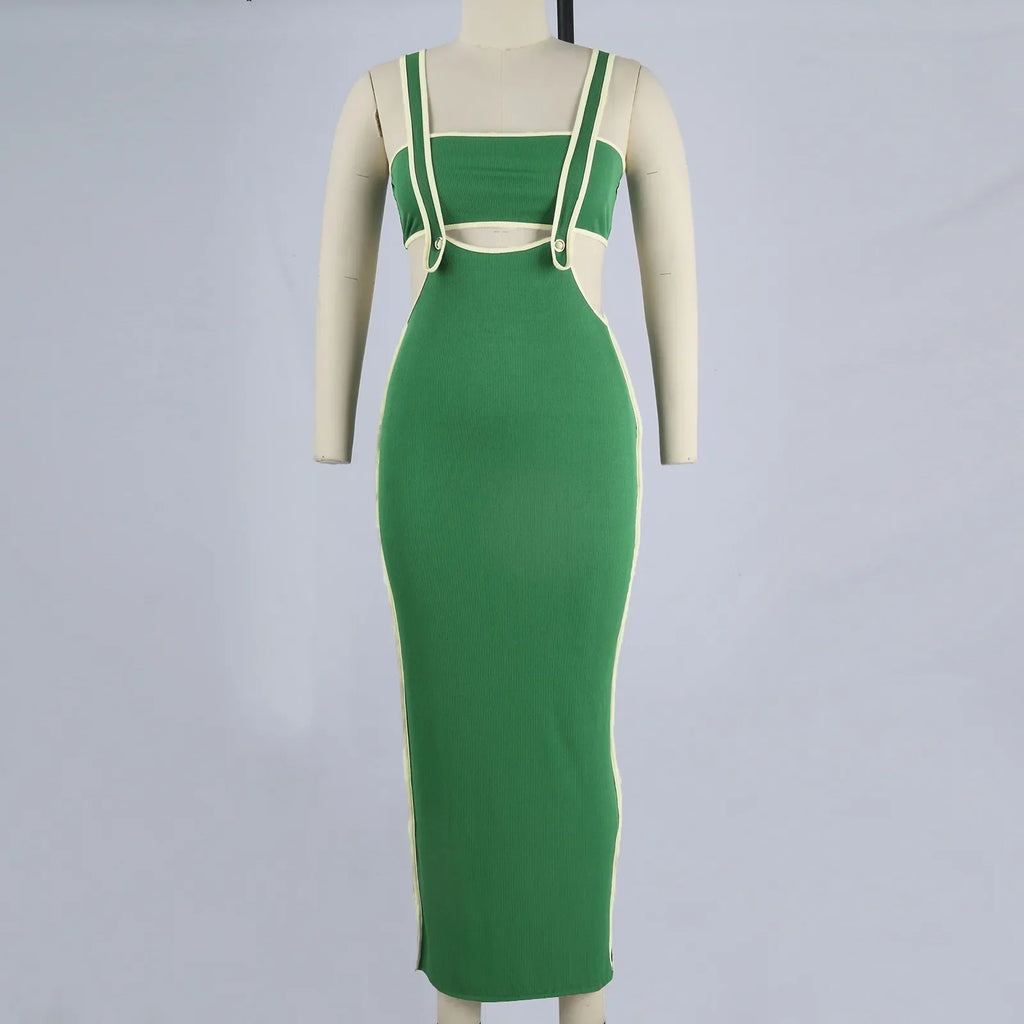 Two Piece Bodycon Crop Top Maxi Skirt Set For Women