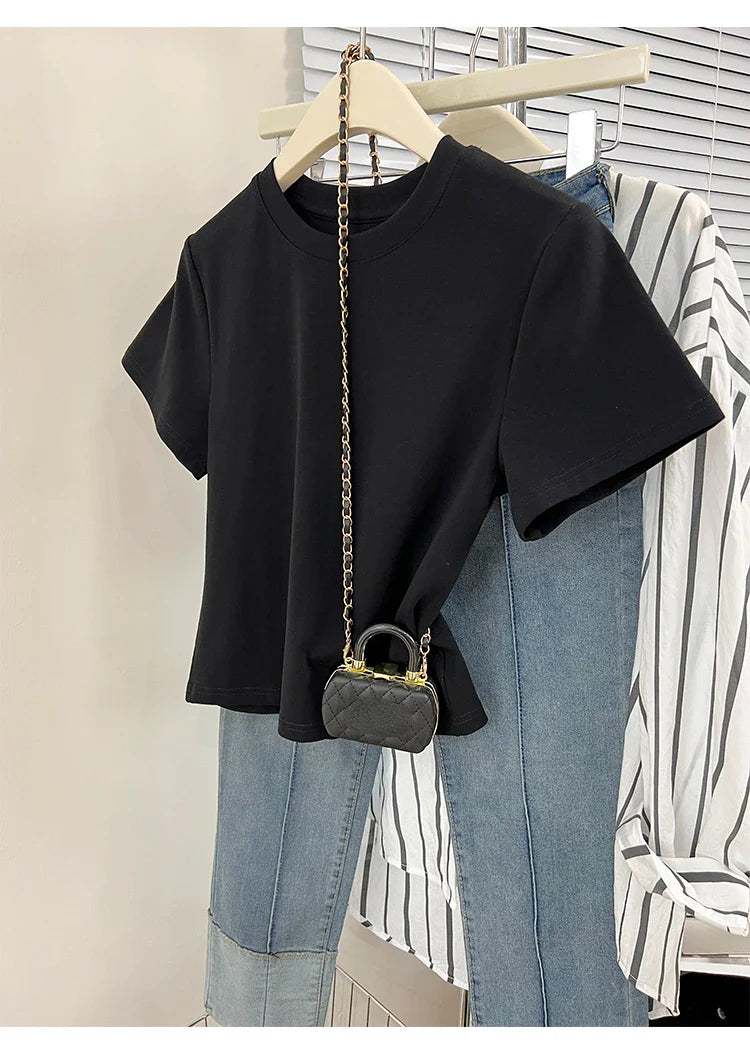 Oversized Cotton T-Shirt for Women, Short Sleeve Spring Tee with Trendy Print, Casual Y2K Style Top