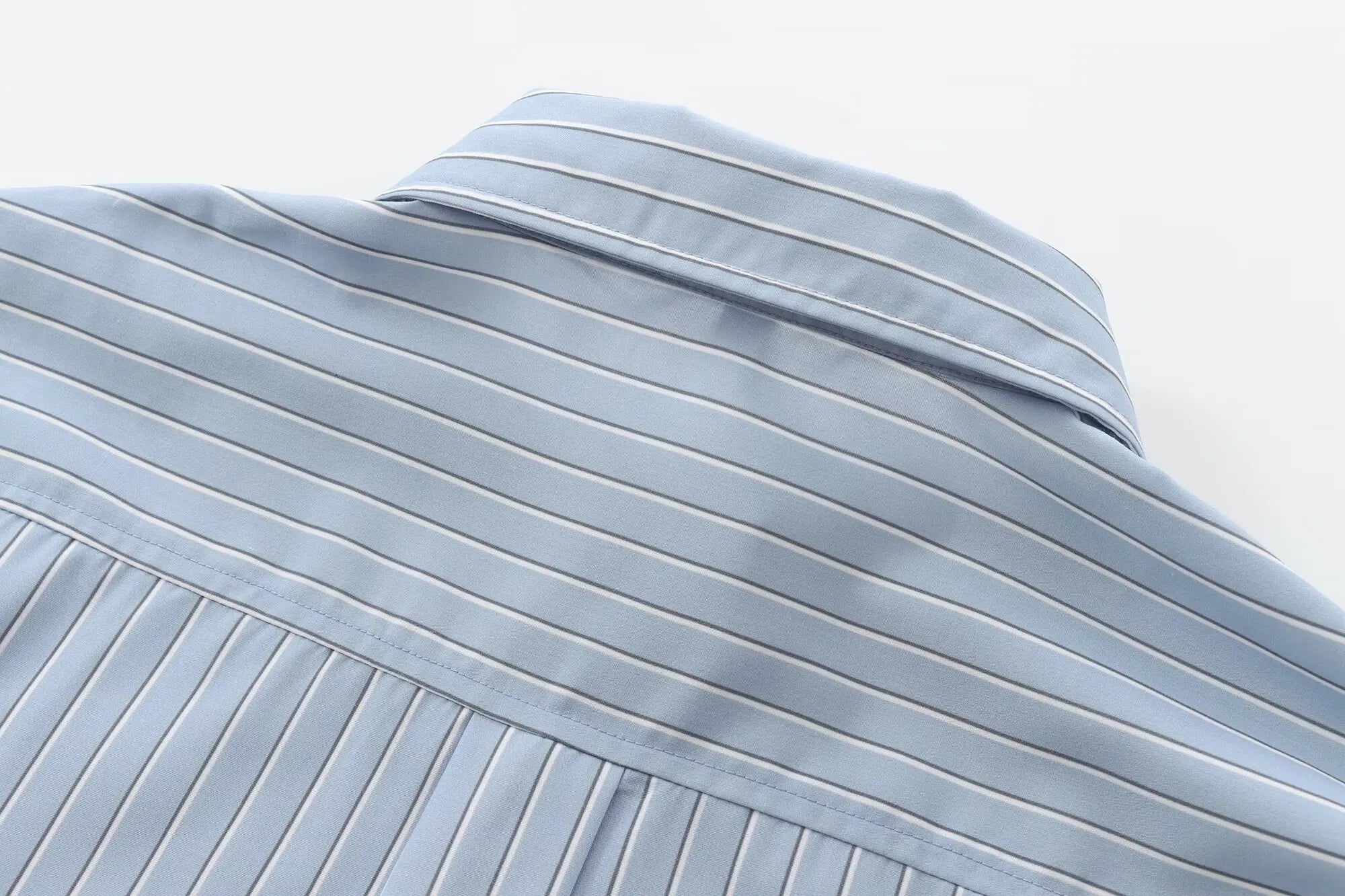 Women's Casual Striped Long Sleeve Short Shirt Simple Versatile Fashion Top