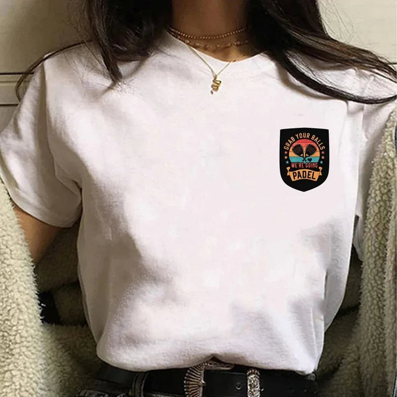 Y2K Women's Casual Short Sleeve T-Shirt with Funny Print and Round Neck for Summer Streetwear