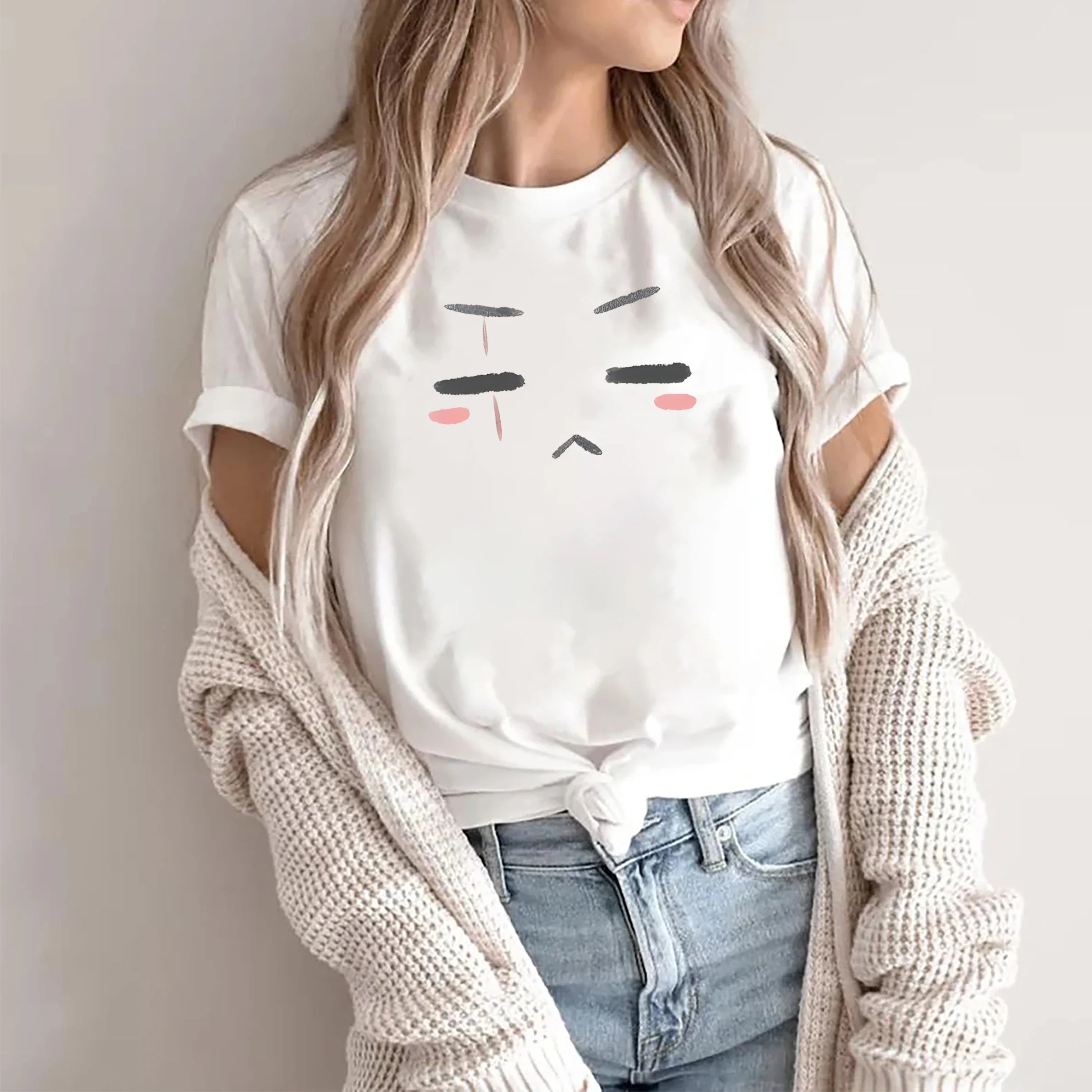 Agust D Cat Yoongi T-Shirt Women's Casual Short Sleeve Pullover Tunic Top