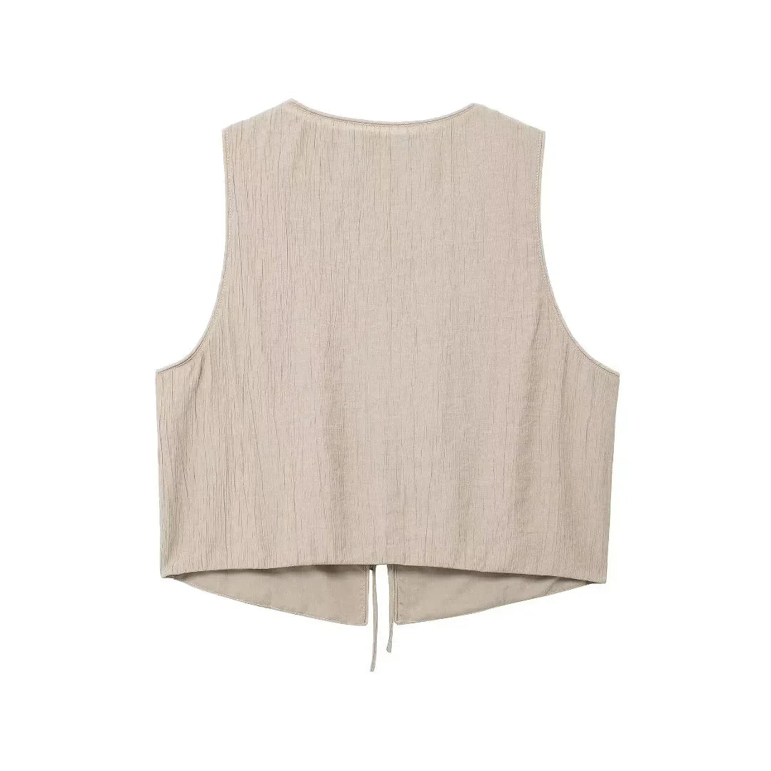 Tied Sleeveless Vest Top and High Waist Midi Skirt Two Piece Set Women's Summer Waistcoat Long Skirt Outfit