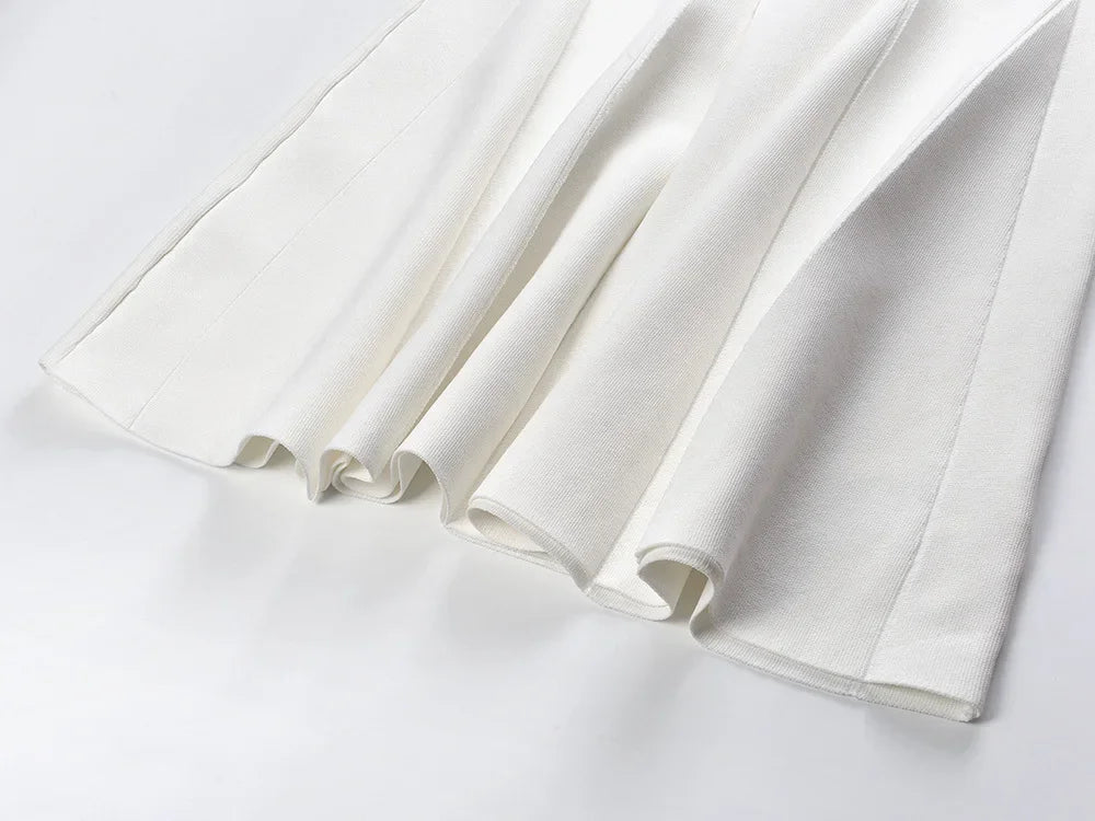 Summer Knit Dress V Neck Sleeveless Mini Solid Chic