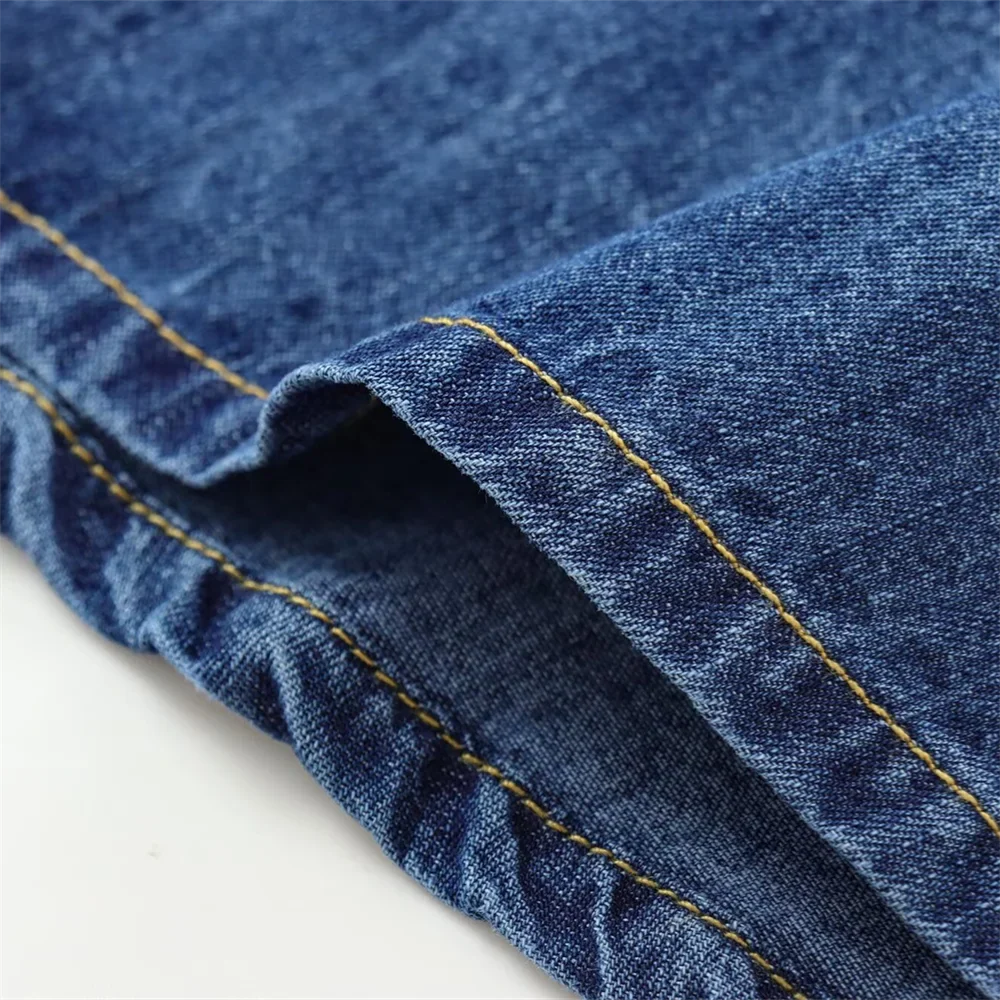 Women's Long Sleeve Cotton Cowboy Shirt with Round Collar Casual Versatile Autumn Top