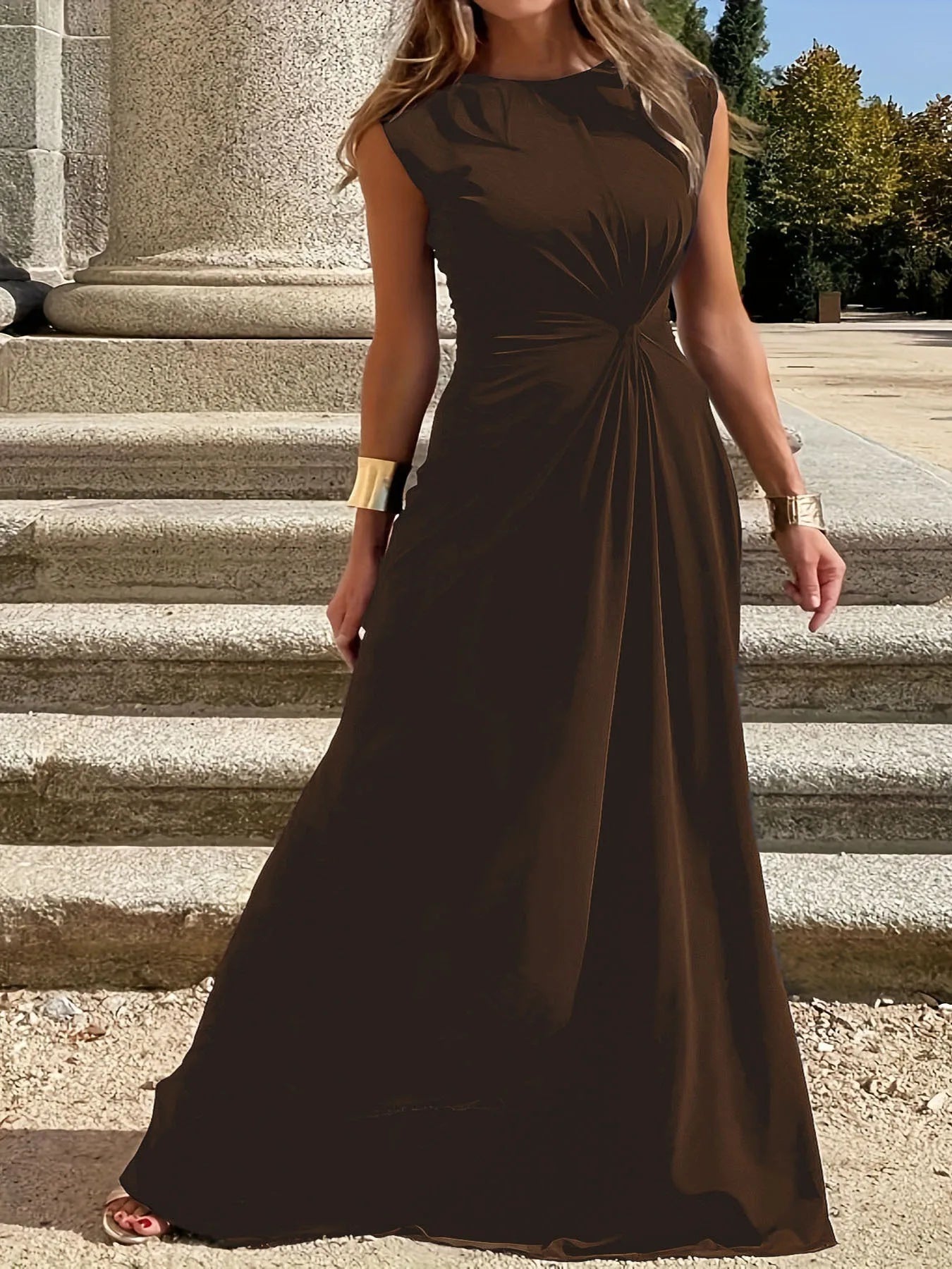 Casual Outing Dress With Round Neck For Everyday Wear