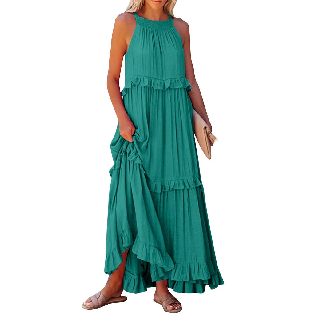 Women Summer Maxi Dress Lightweight Beach Swing Dress