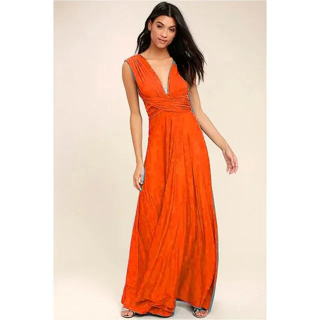 Multiway Wrap Convertible Boho Maxi Red Party Dress