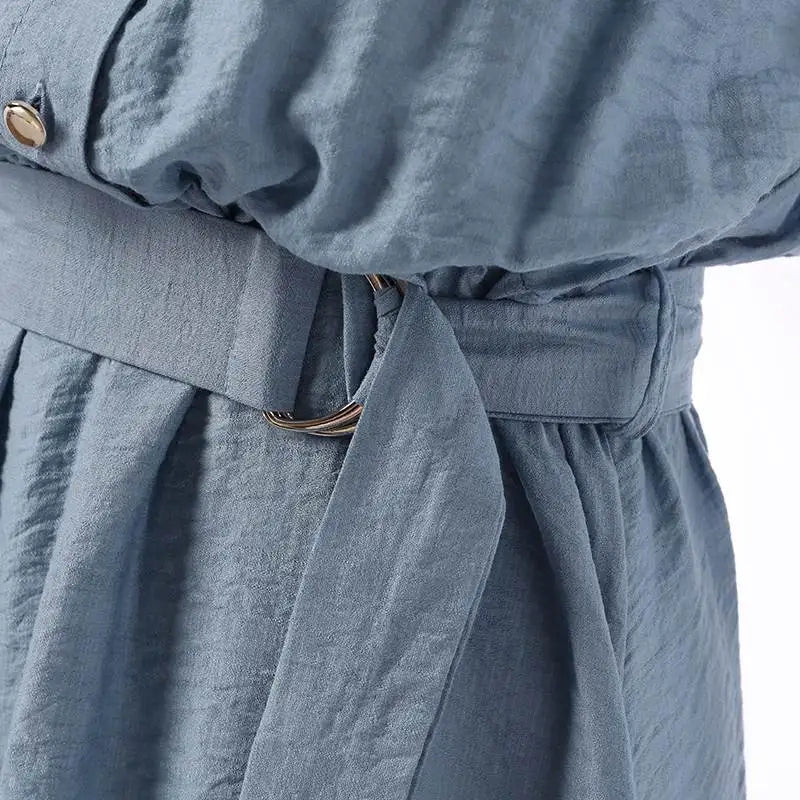 Women Belted Midi Sundress Short Sleeve Summer Dress