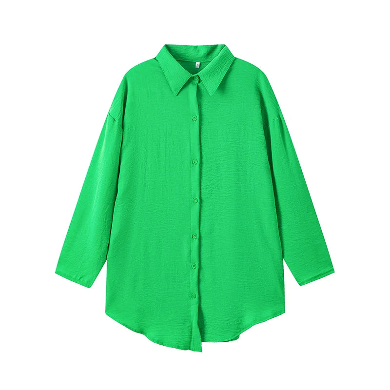 Women's Casual Cotton Linen Lapel Long Sleeve Shirt Autumn Winter Fashion Tunic