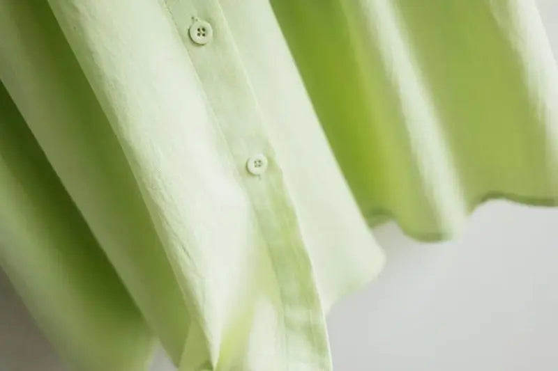 Blue Peter Pan Collar Single Breasted Short Sleeve Loose Fit Women's Blouse Shirt Lightweight Casual Top