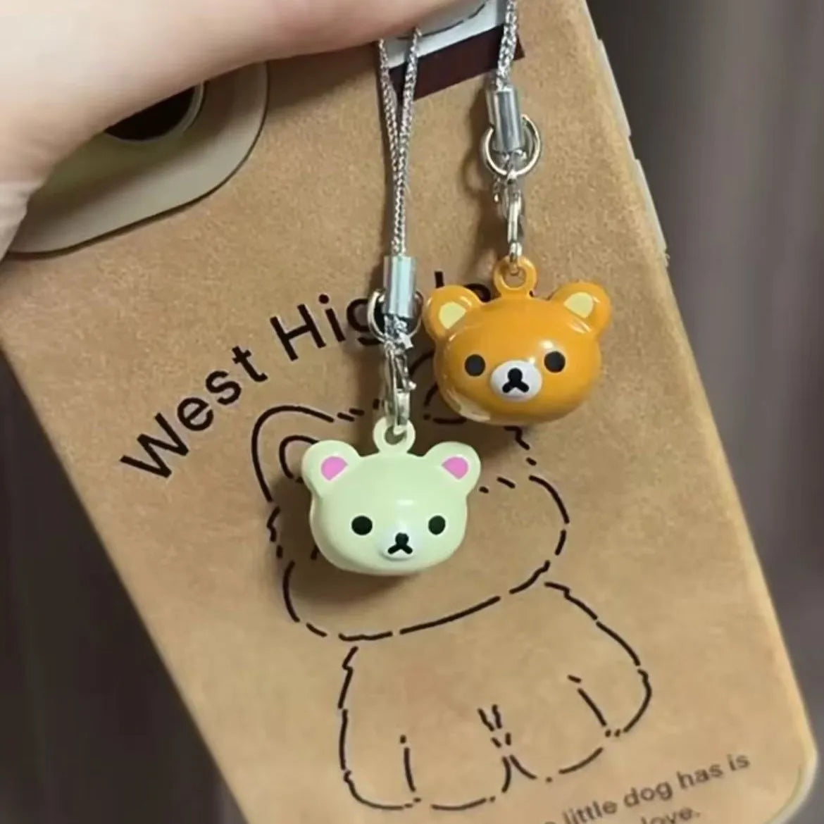 Kawaii Rilakkuma Brown Bear Backpack Pendant Charm Keychain Decor for Students and Girls Gift