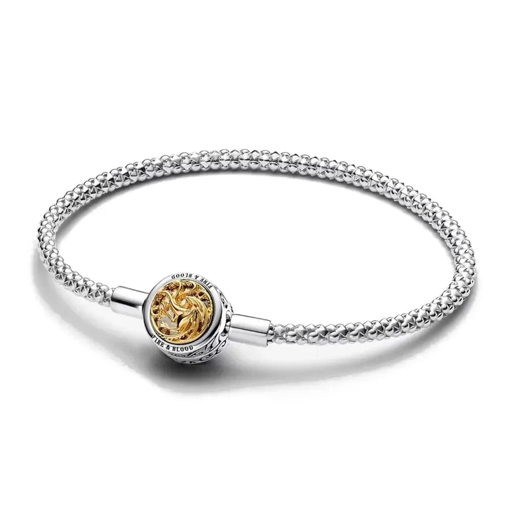 Minnie Mickey Spider 925 Silver Plated Charm Bracelet with Love Heart Clasp for Women DIY Jewelry Gifts