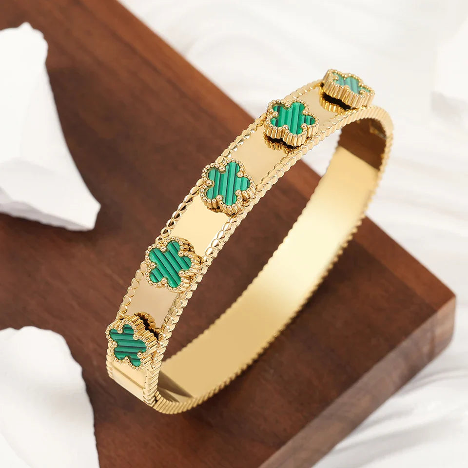 Minimalist 18K Gold Plated Flower Bracelet for Women with Plum Blossom Design and Cuban Chain for Daily Wear Jewelry Gift