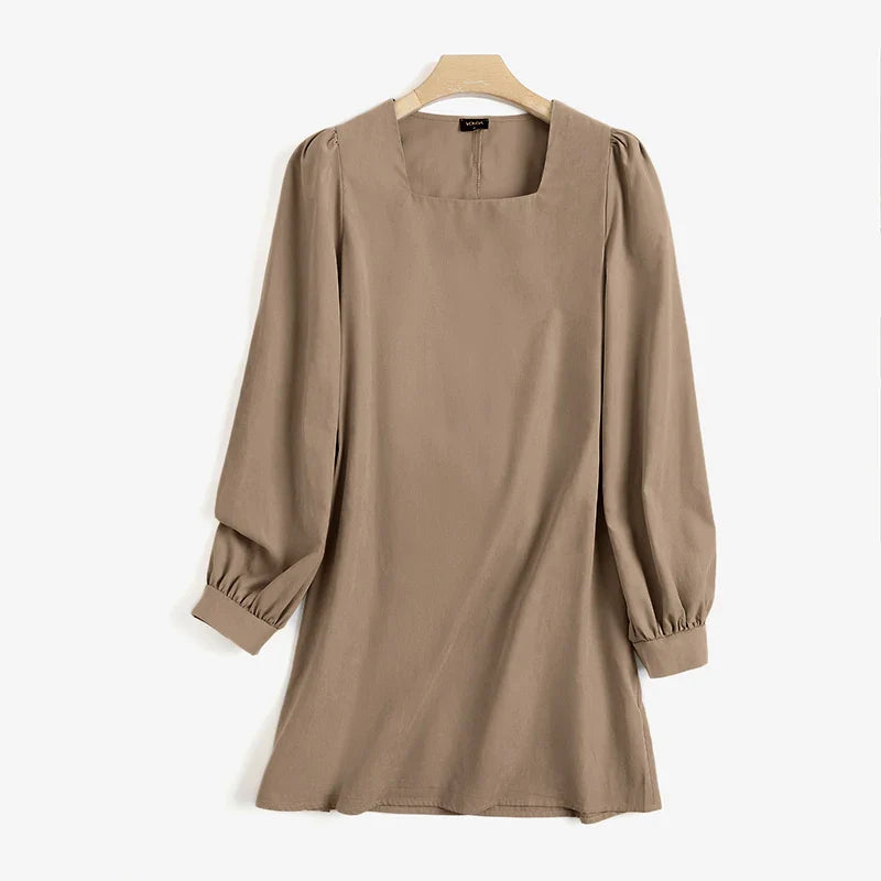 Women Square Collar Mini Dress Summer Sundress Chic