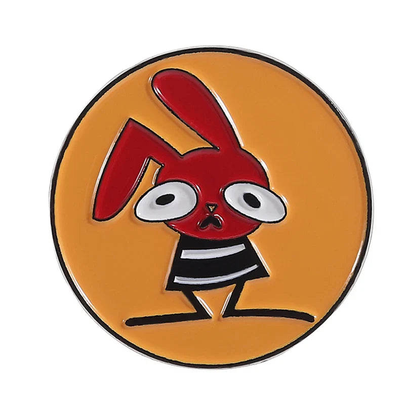 Humorous Anime Character Enamel Pins Red Eared Rabbit Brooch for Backpack and Jewelry Gifts