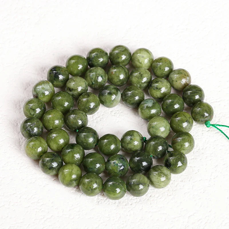 Natural Dark Color Southern Jade Beads Round Loose Spacer for DIY Jewelry Making Necklace and Bracelet
