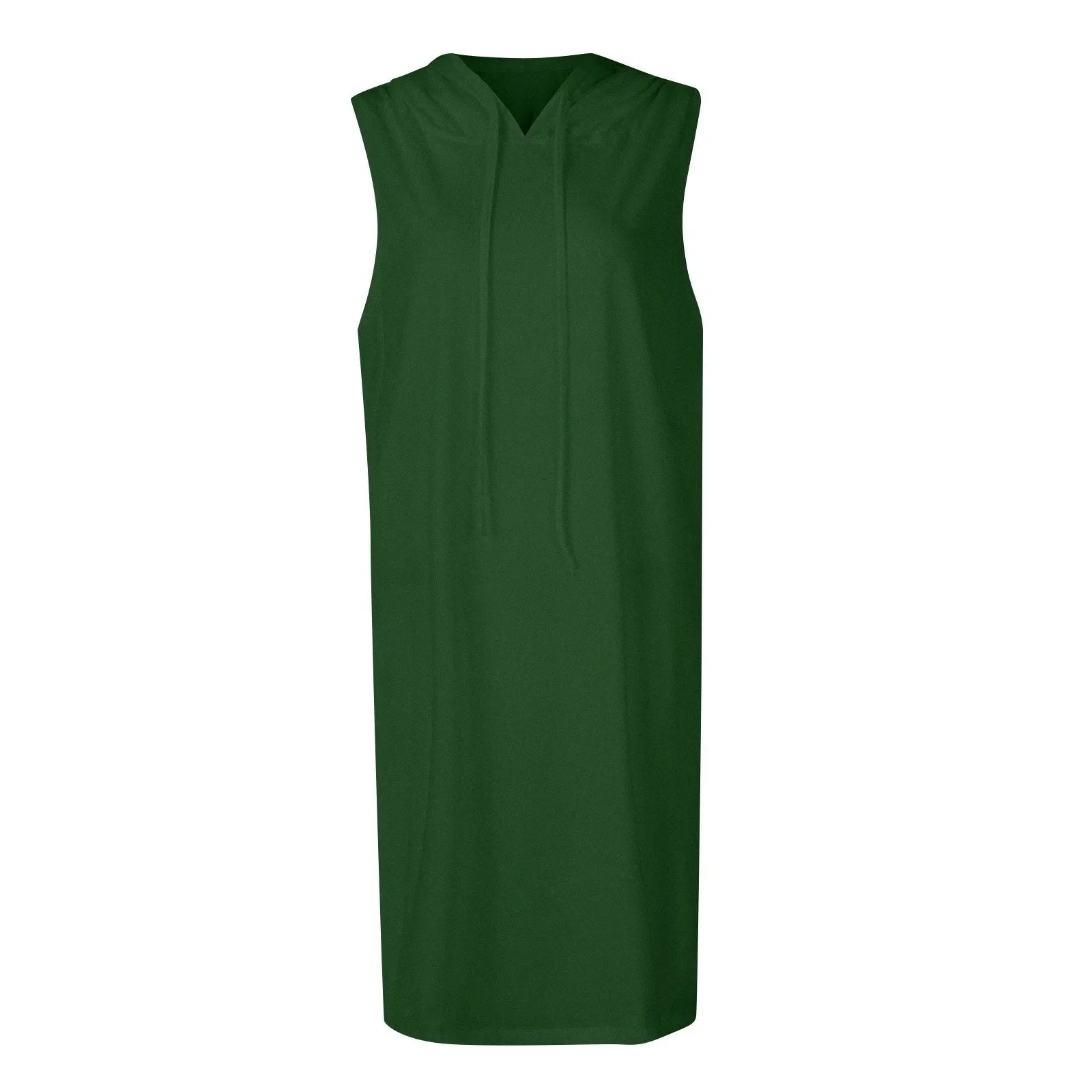 Womens Sleeveless Hoodie Dress With Drawstring Streetwear