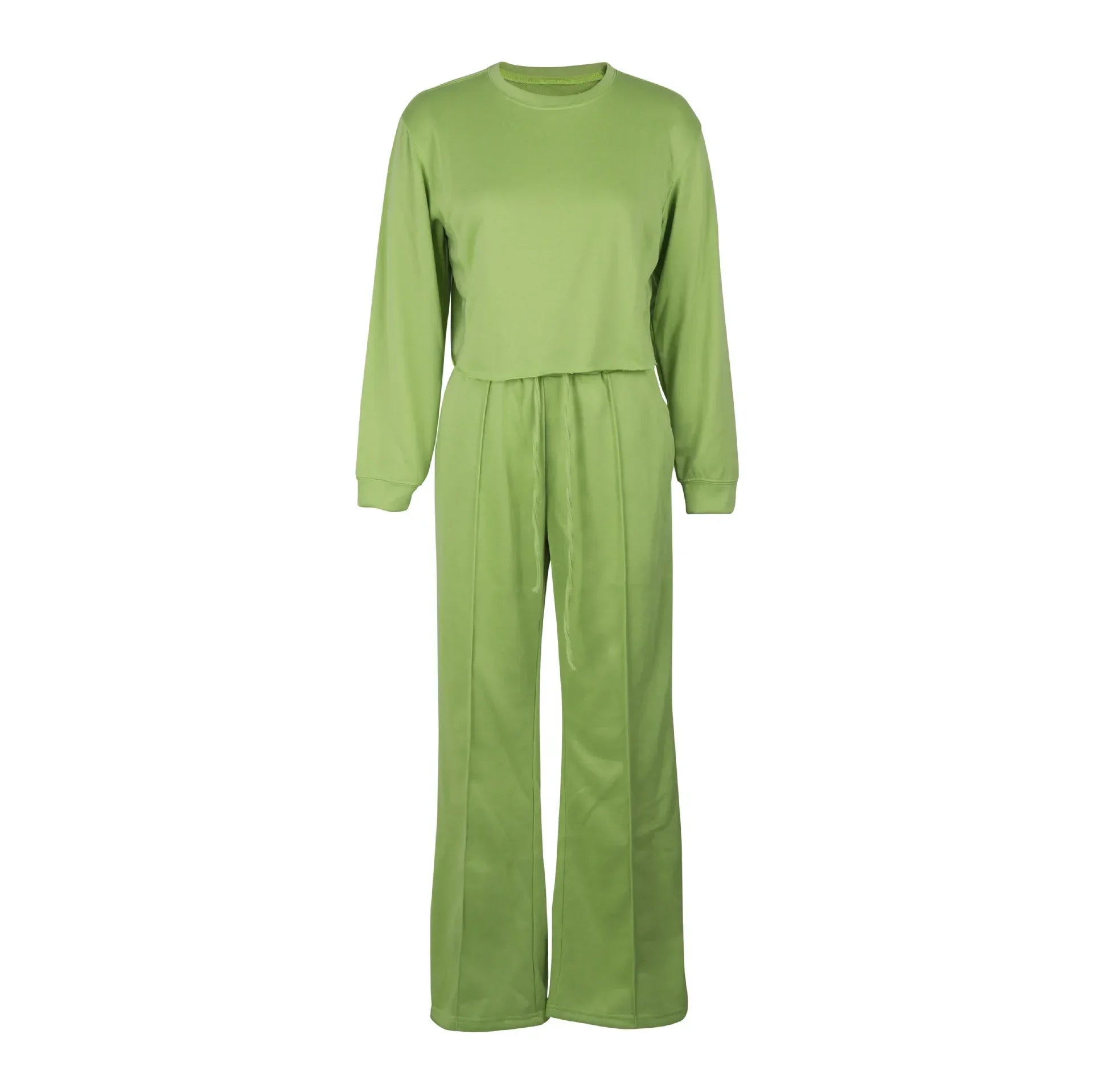 Women Winter Tracksuit Set Pullover Top and Pants 2 Piece Casual Outfit Thicken Warm Solid Color Suit