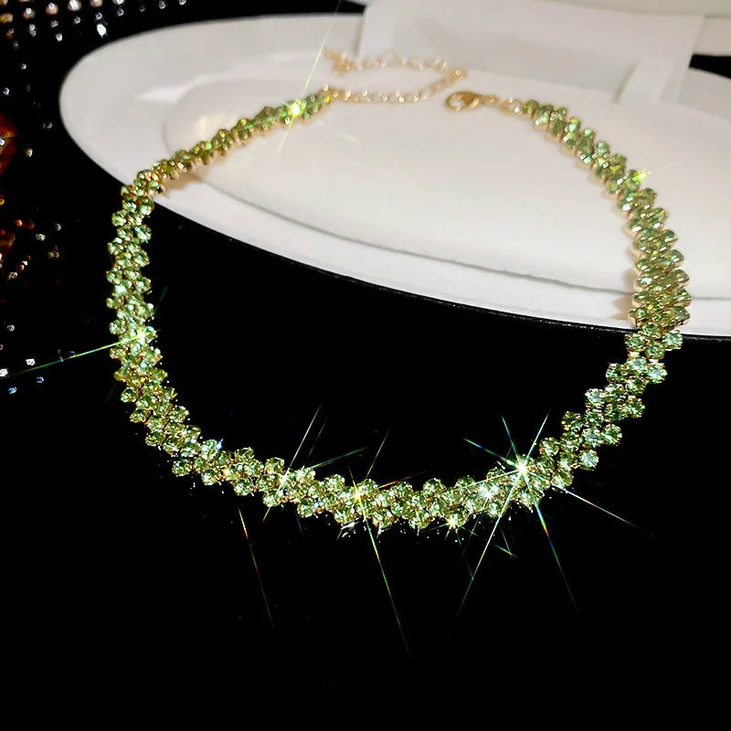 Luxury Rhinestone Choker Necklace for Women Geometric Crystal Wedding Jewelry and Party Gifts