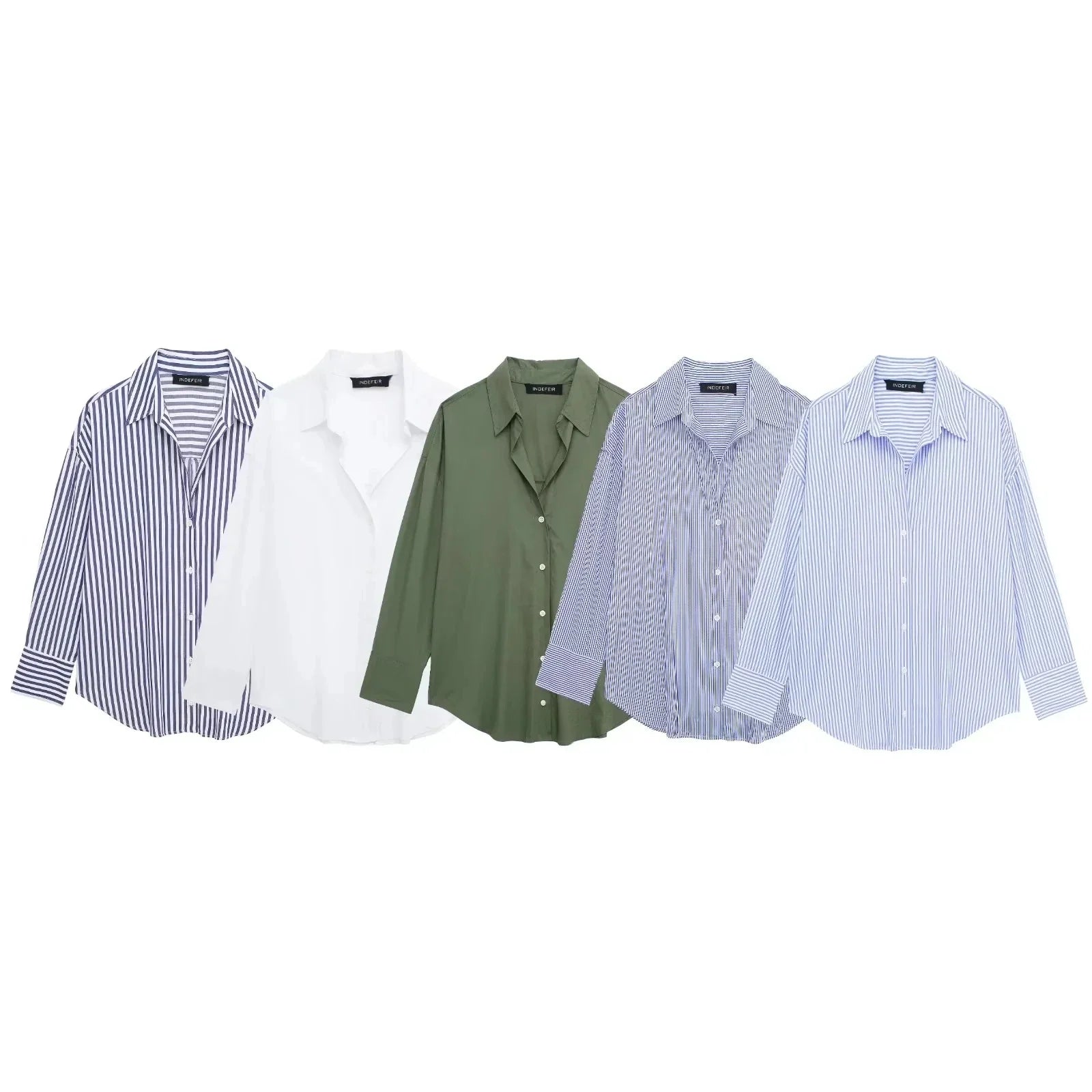 Women's Casual Striped Single Breasted Long Sleeve Lapel Blouse Elegant Solid Color Office Shirt Chic Top