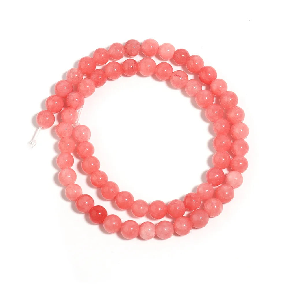 Natural Pink Chalcedony Stone Beads for Jewelry Making DIY Bracelet and Necklace Accessories