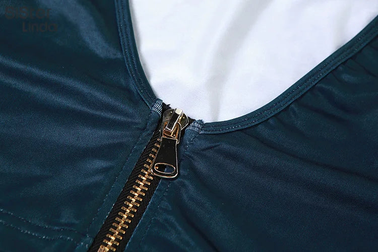 Casual Two Piece Set for Women Sleeveless Zipper Low Neck Tank Top with High Waist Hip Skirt Party Clubwear Ensemble