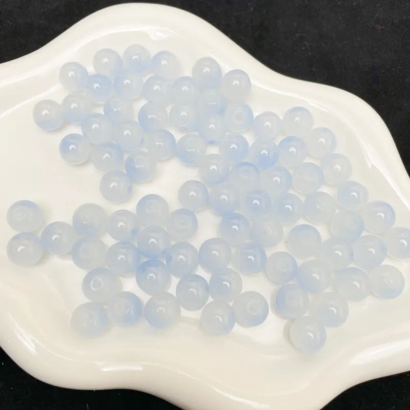 8mm Dual Color Glass Loose Beads for DIY Jewelry Making 50pcs Sweet Style Decorative Beads