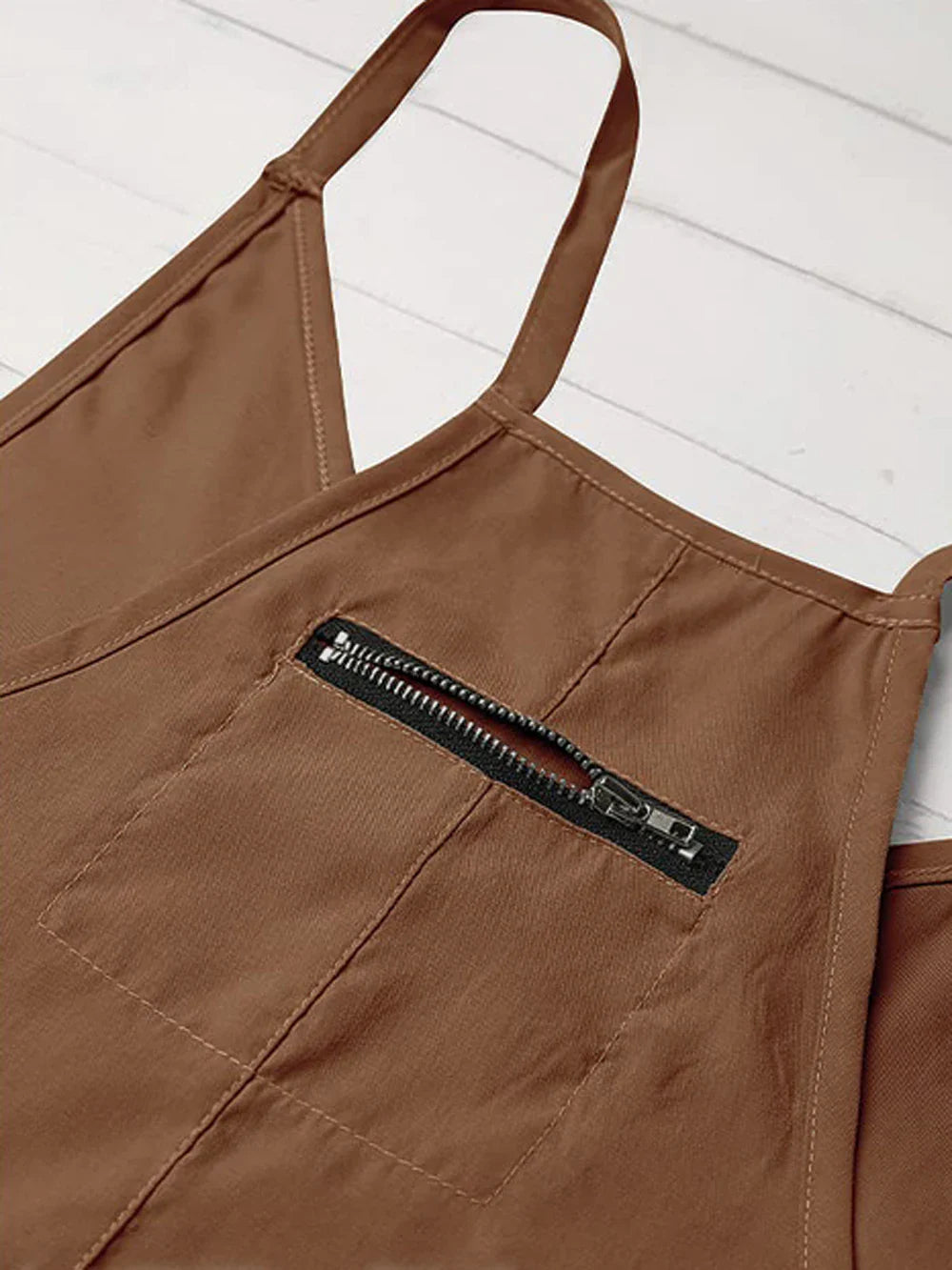 Loose Fit Women's Pure Color Patch Pocket Zipper Suspender Jumpsuit Casual Chic Overall