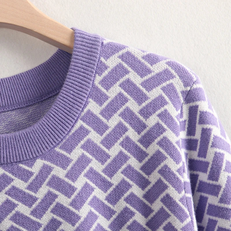 Jacquard Knit Sweater Dress With Belt Elegant Pleated Maxi