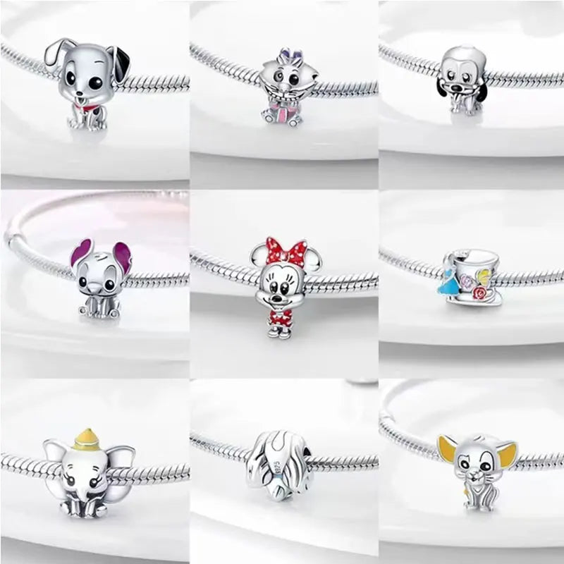 925 Sterling Silver Disney Pendant Beads for DIY Bracelets Perfect Women's Fashion Gift